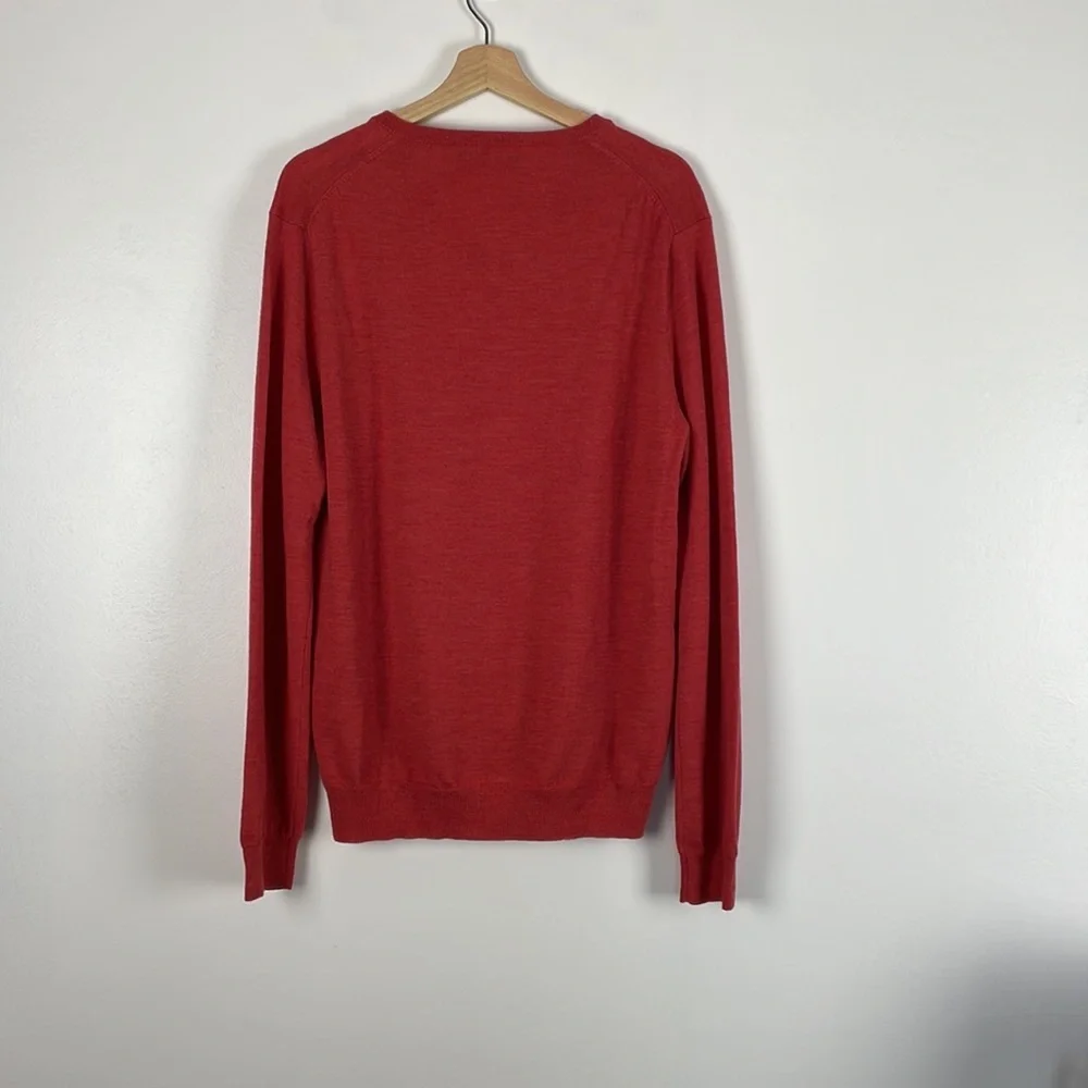 J. Crew Merino wool long sleeve V neck pullover burnt orange men sweater Size XL
